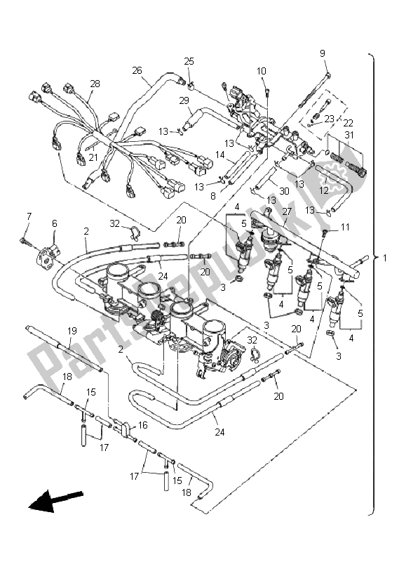 All parts for the Intake 2 of the Yamaha XJ6F 600 2010