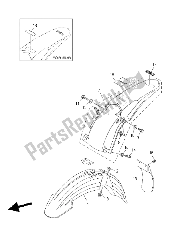 All parts for the Fender of the Yamaha YZ 250 2011