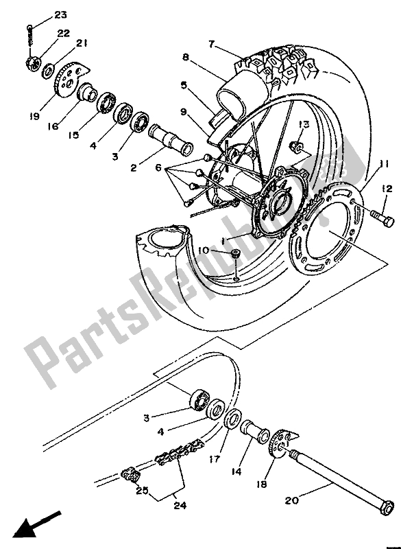 All parts for the Rear Wheel of the Yamaha DT 125R 1990