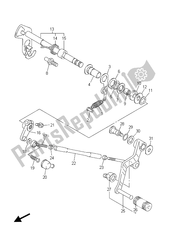 All parts for the Shift Shaft of the Yamaha FJR 1300 AE 2015