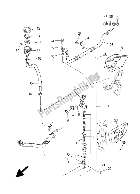 Tutte le parti per il Pompa Freno Posteriore del Yamaha XT 660X 2005