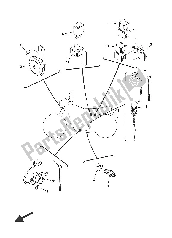 All parts for the Electrical 2 of the Yamaha SR 400 2016