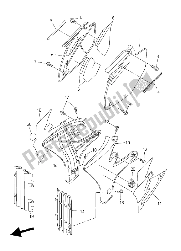 Todas las partes para Cubierta Lateral de Yamaha YZ 250F 2004