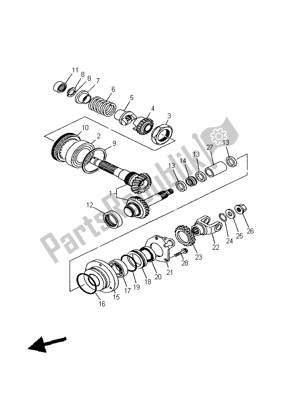 Toutes les pièces pour le Engrenage D'entraînement Moyen du Yamaha BT 1100 Bulldog 2004