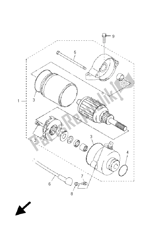 All parts for the Starting Motor of the Yamaha FJR 1300 AS 2008