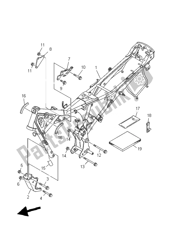 All parts for the Frame of the Yamaha YBR 125 ED 2007