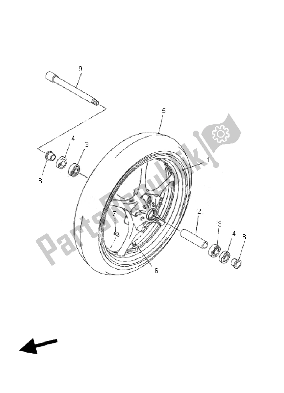 All parts for the Front Wheel of the Yamaha FZ6 SHG Fazer 600 2007