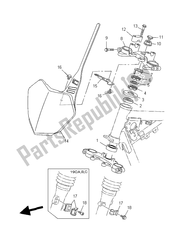 Tutte le parti per il Timone del Yamaha TT R 125E SW LW 2009