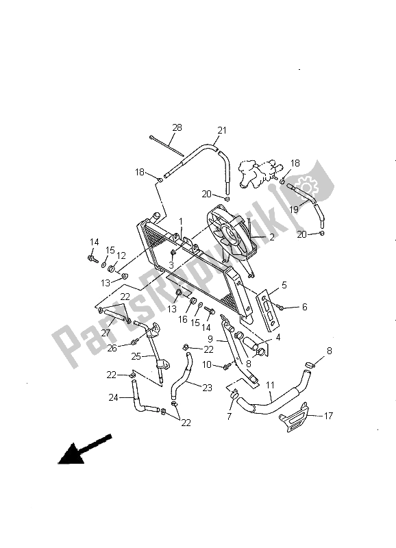 Alle onderdelen voor de Radiator Slang van de Yamaha FZS 600 2000