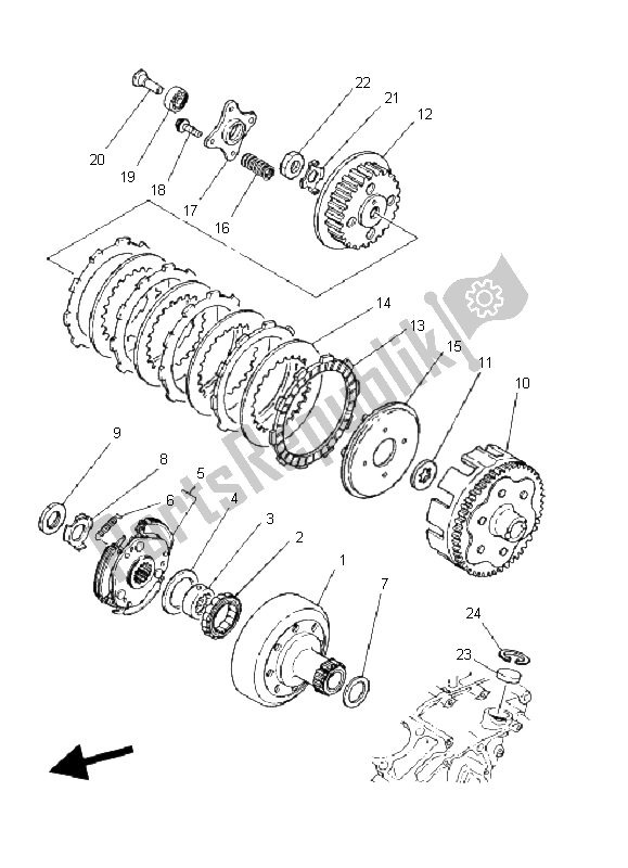 Tutte le parti per il Frizione del Yamaha YFM 250B BIG Bear 2008