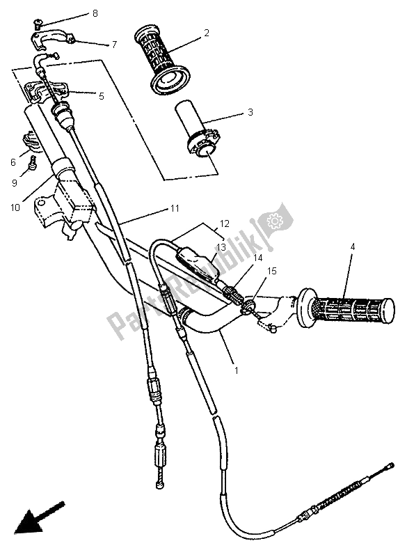 All parts for the Steering Handle & Cable of the Yamaha YZ 80 LW 1996