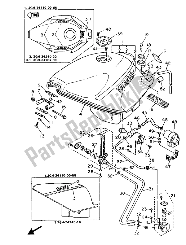 Todas las partes para Depósito De Combustible de Yamaha FZR 1000 1987