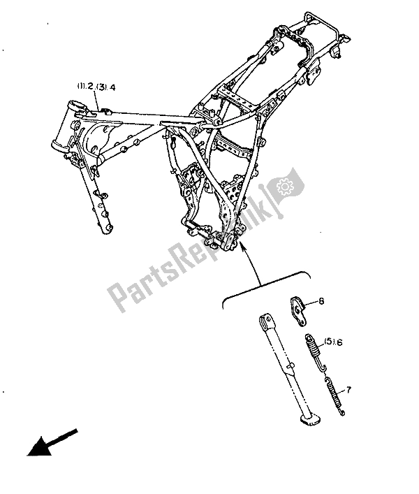 Todas las partes para Chasis 1 (para Dk) de Yamaha XT 600Z Tenere 1986