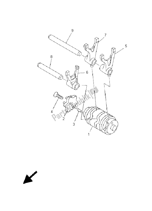 All parts for the Shift Cam & Fork of the Yamaha TT R 125E SW LW 2005
