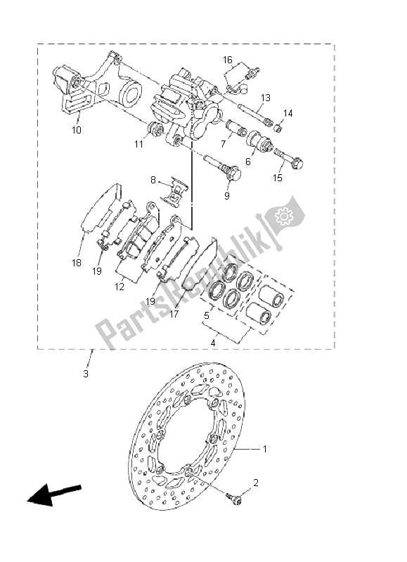 Wszystkie części do Zacisk Hamulca Tylnego Yamaha MT 01 5 YU4 1670 2006