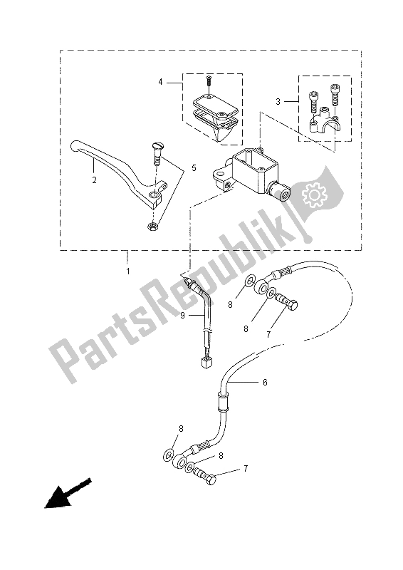 All parts for the Front Master Cylinder of the Yamaha YN 50 2014