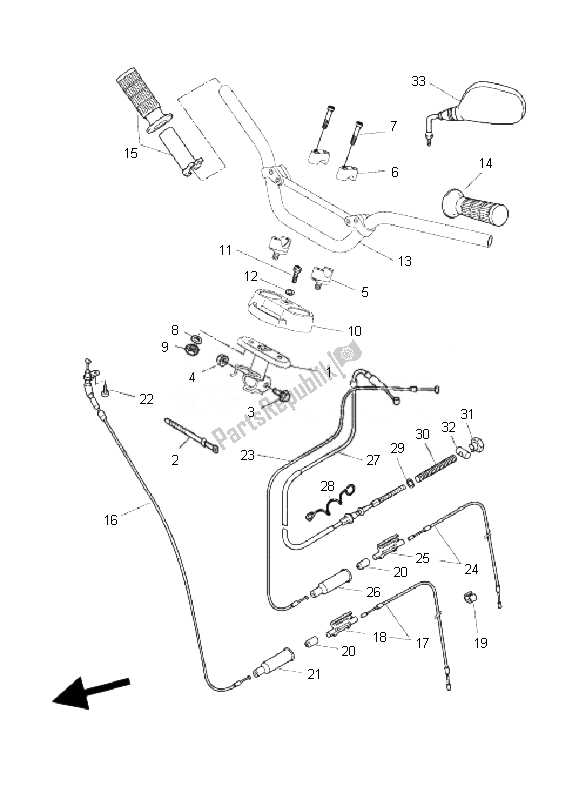 All parts for the Steering Handle & Cable of the Yamaha EW 50N Slider 2010