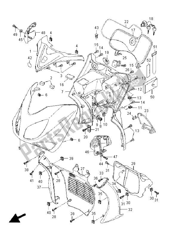 All parts for the Leg Shield of the Yamaha VP 125 X City 2008