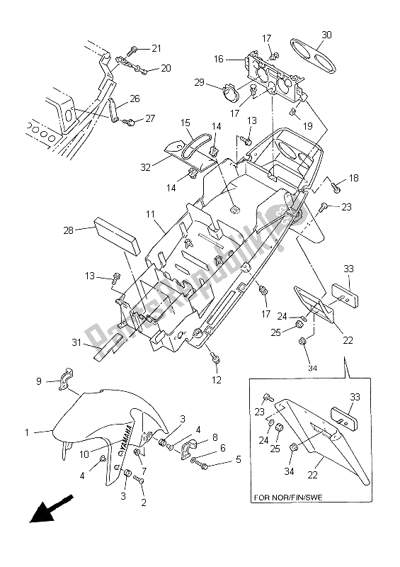 Toutes les pièces pour le Aile du Yamaha YZF R1 1000 1999