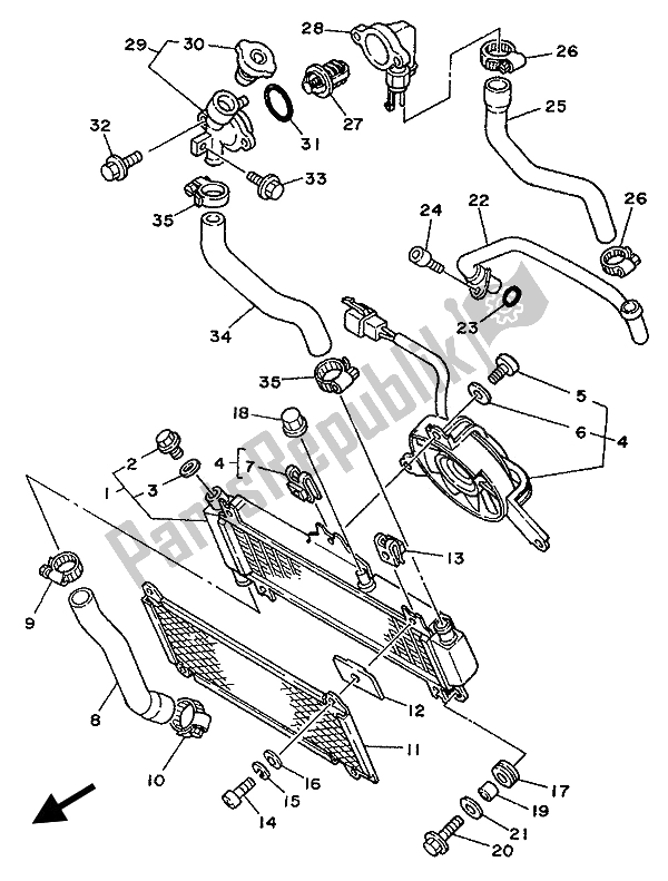 Todas as partes de Mangueira Do Radiador do Yamaha XTZ 750 Supertenere 1993