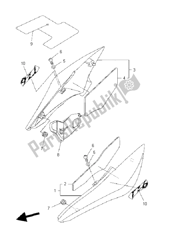 Toutes les pièces pour le Couvercle Latéral du Yamaha FZ6 NHG 600 2008