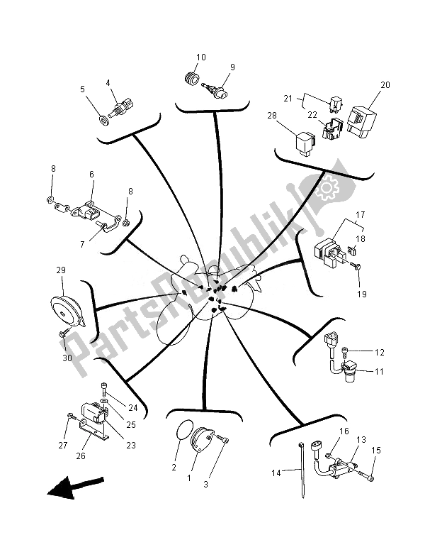 All parts for the Electrical 2 of the Yamaha XT 660R 2007