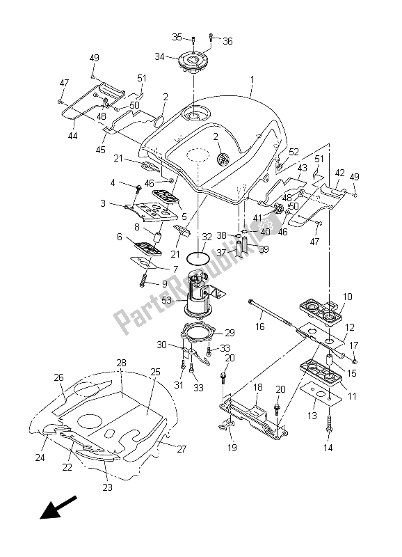 All parts for the Fuel Tank of the Yamaha FJR 1300A 2003