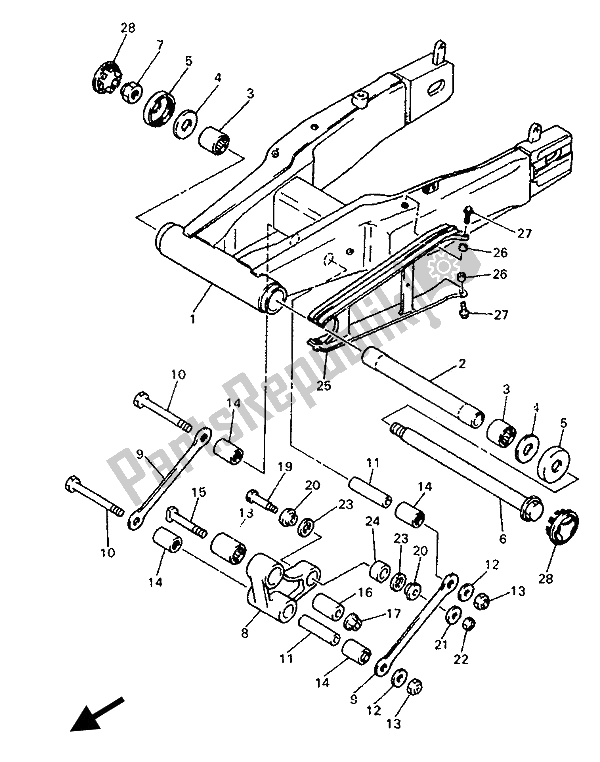 Toutes les pièces pour le Bras Arrière du Yamaha GTS 1000 1993