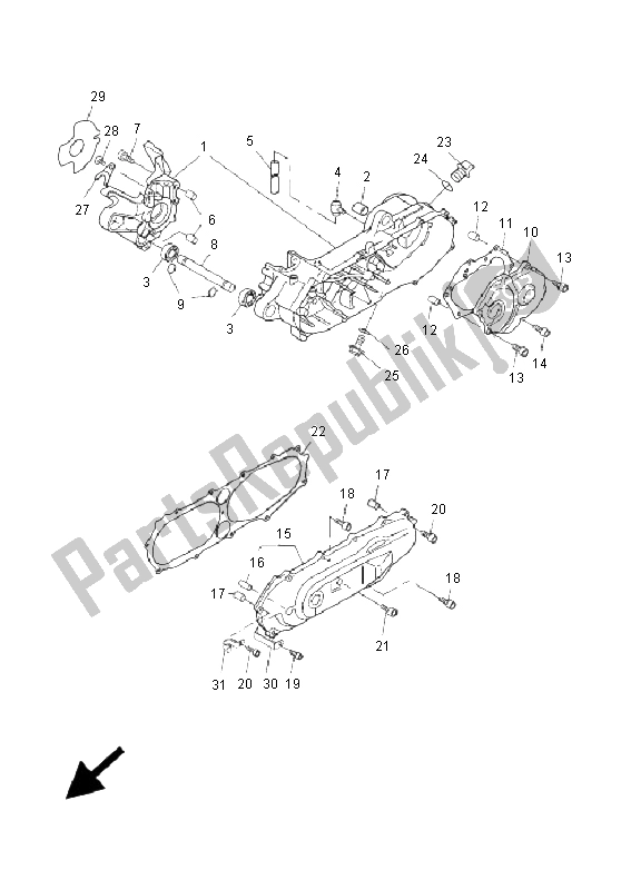 All parts for the Crankcase of the Yamaha CW 50 RS BWS 2009