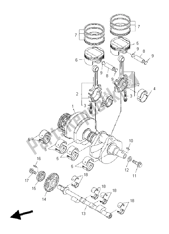 All parts for the Crankshaft & Piston of the Yamaha VMX 17 1700 2011