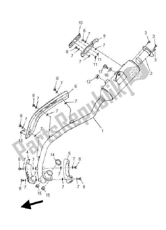 Tutte le parti per il Scarico del Yamaha TT R 110E 2010