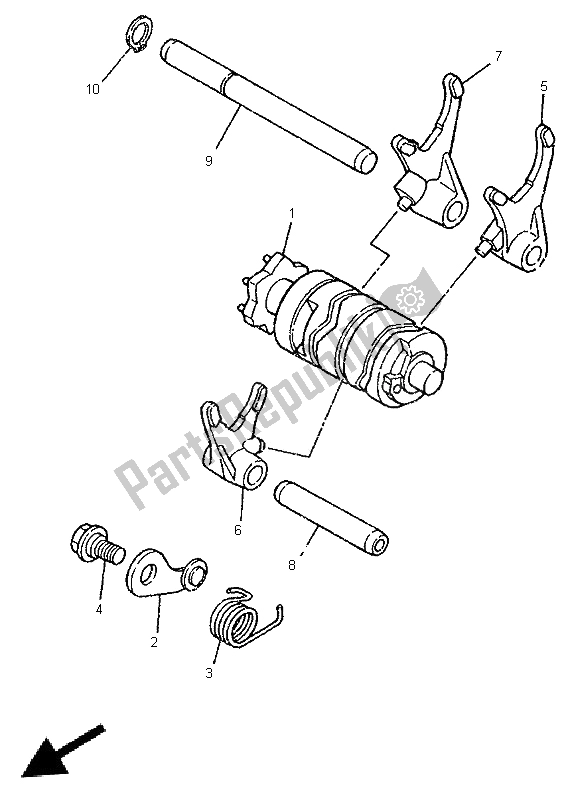 All parts for the Shift Cam & Fork of the Yamaha DT 125R 1996
