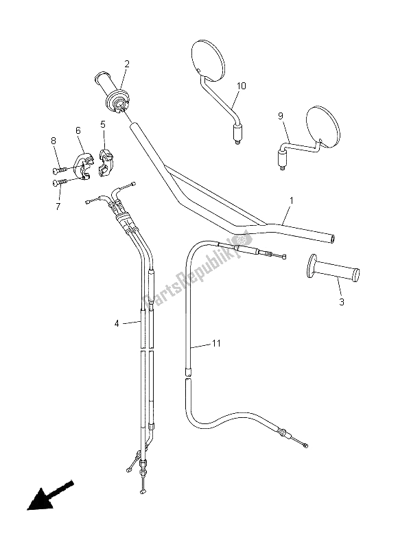 All parts for the Steering Handle & Cable of the Yamaha WR 250R 2014