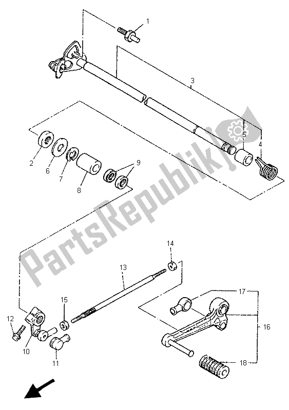 Alle onderdelen voor de Schakelas van de Yamaha YZF 1000R Thunderace 1997