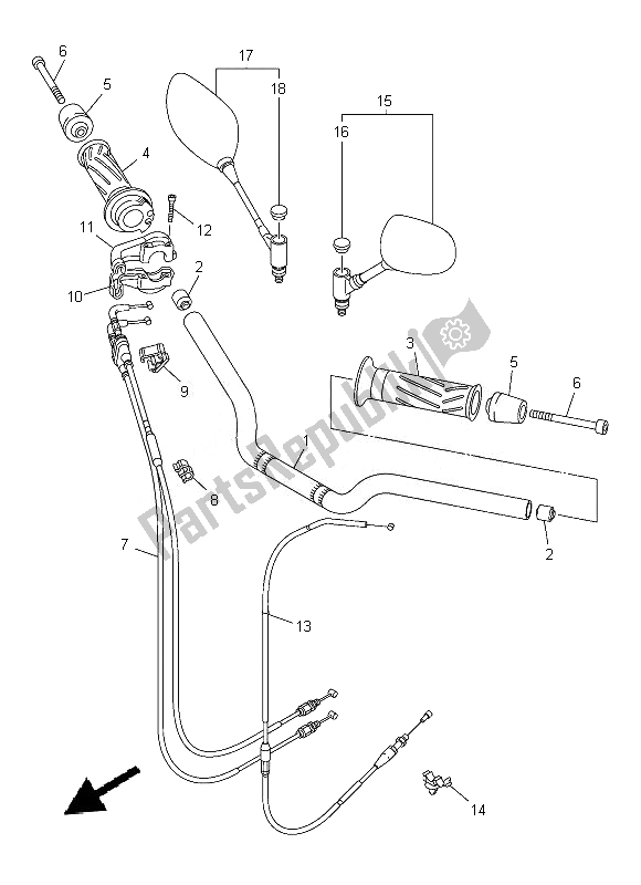 All parts for the Steering Handle & Cable of the Yamaha FZ8 NA 800 2013