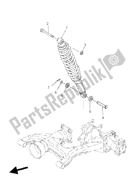 All parts for the Rear Suspension of the Yamaha YFM 350F Grizzly 4X4 2011