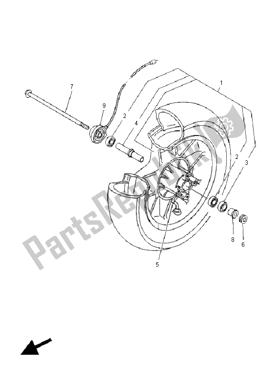 Alle onderdelen voor de Voorwiel van de Yamaha YP 125R E Majesty 2008