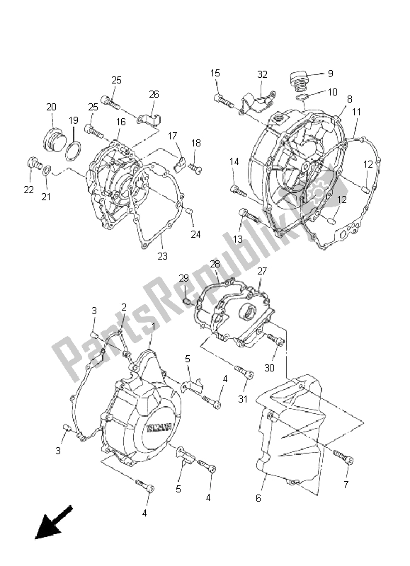 Wszystkie części do Pokrywa Skrzyni Korbowej 1 Yamaha FZ6 N 600 2005