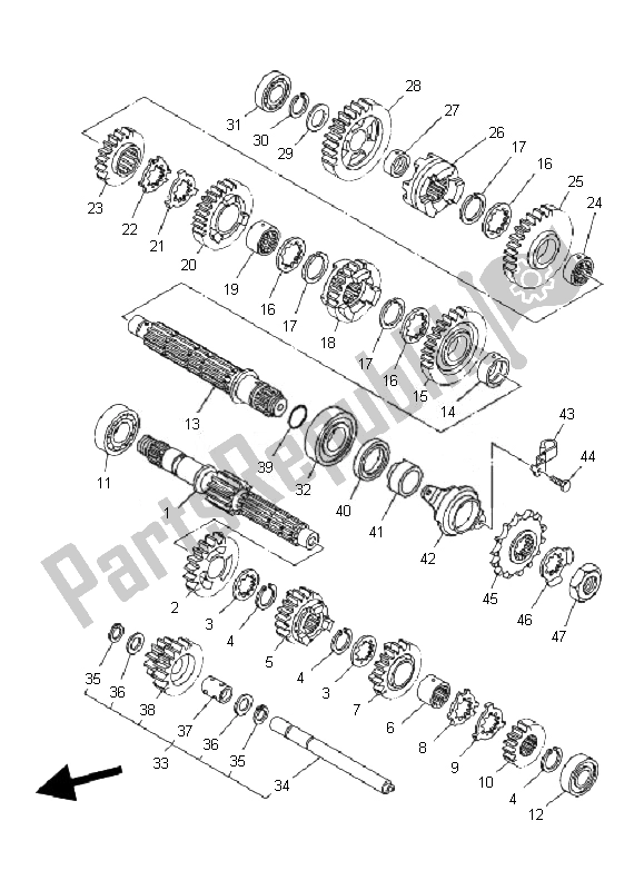 All parts for the Transmission of the Yamaha YFM 700R 2007