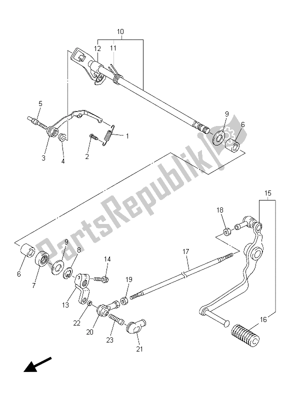 All parts for the Shift Shaft of the Yamaha FZ8 S 800 2015