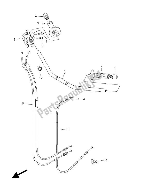 All parts for the Steering Handle & Cable of the Yamaha FZ1 SA 1000 2012