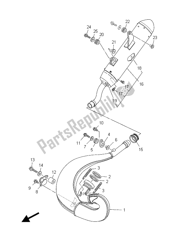 Tutte le parti per il Scarico del Yamaha YZ 250 2015