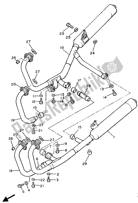 Toutes les pièces pour le échappement du Yamaha XJ 600 1990