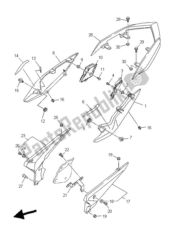 All parts for the Side Cover of the Yamaha XJ6 SA Diversion 600 2010