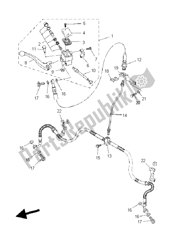 All parts for the Front Master Cylinder of the Yamaha YFM 250 Bruin 2005