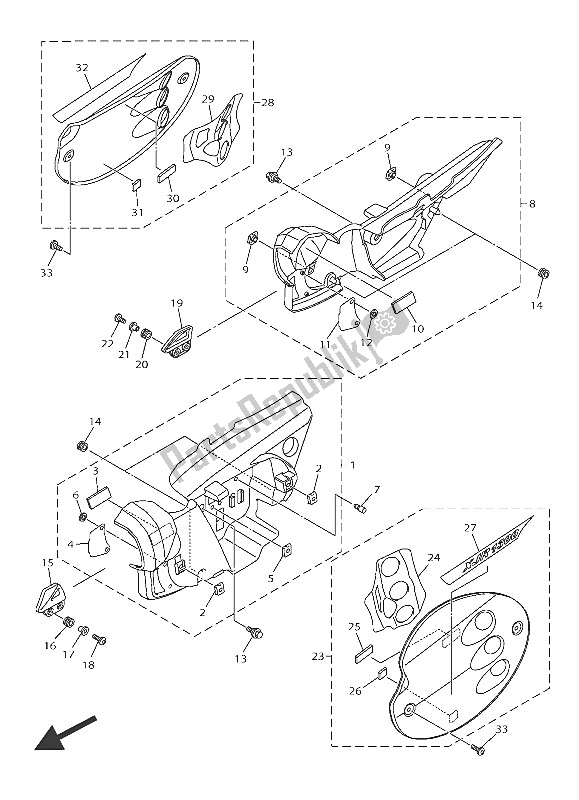 All parts for the Side Cover of the Yamaha XJR 1300C 2016