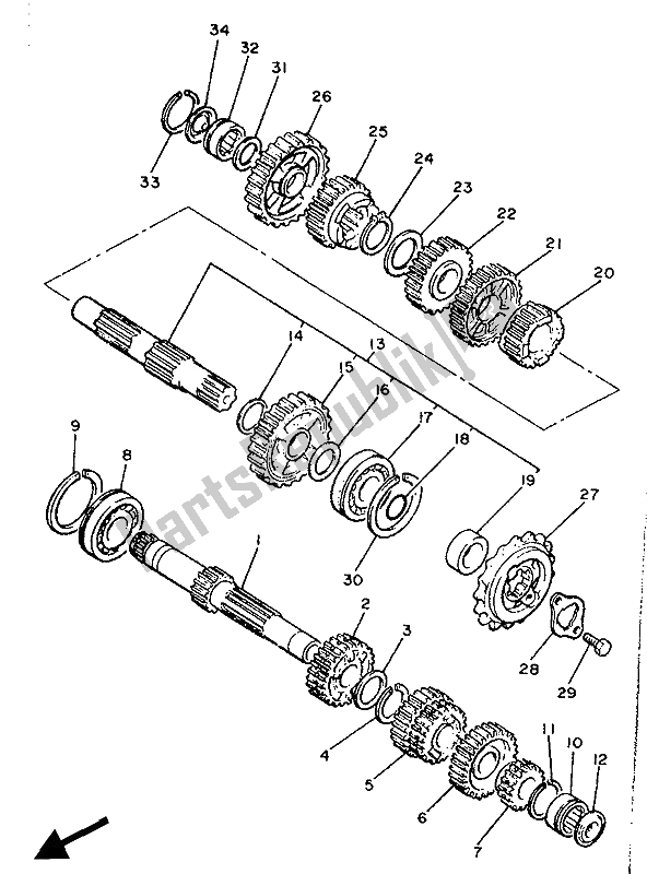 Tutte le parti per il Trasmissione del Yamaha XJ 600 1990