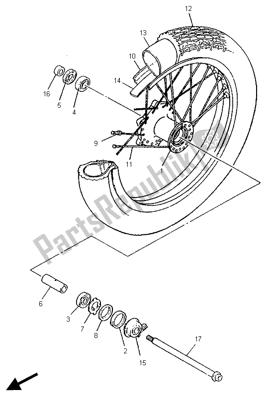 All parts for the Front Wheel of the Yamaha XV 535 S Virago 1996