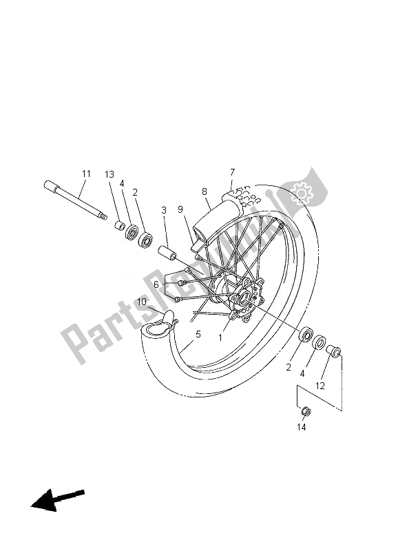 Todas las partes para Rueda Delantera de Yamaha YZ 450F 2007