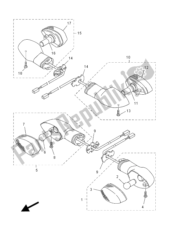 All parts for the Flasher Light of the Yamaha FZ1 NA 1000 2012